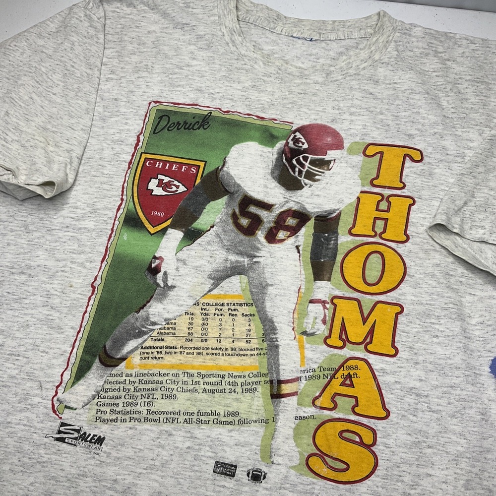 Vintage Kansas City Chiefs Shirt 90s Salem Derrick Thomas Sz M Single‎ Stitch